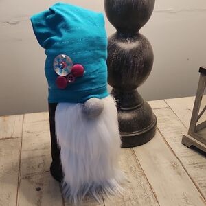 Charming Teal Gnome Hat with White Beard